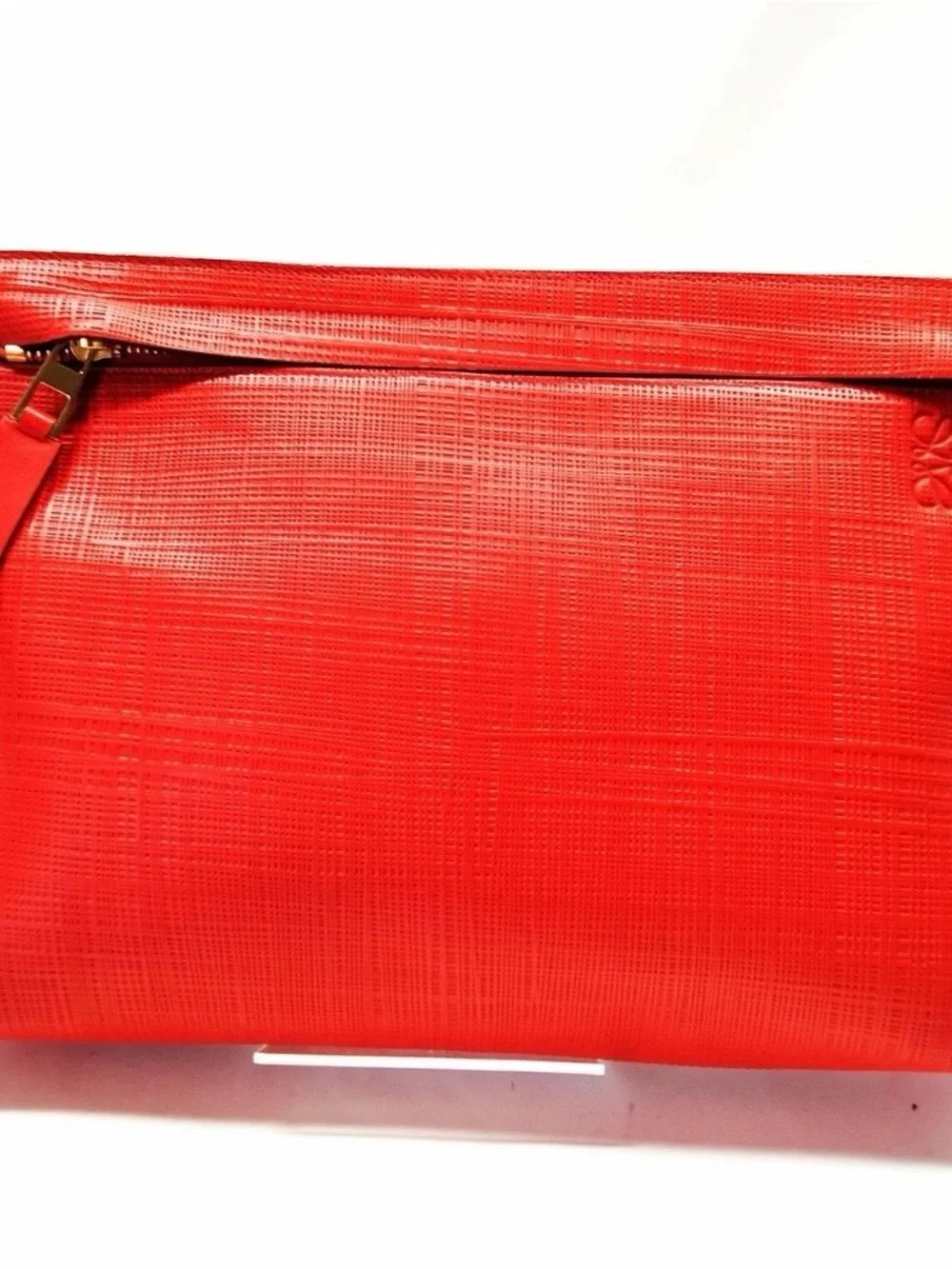 LOEWE Red Leather Zipper Clutch Bag